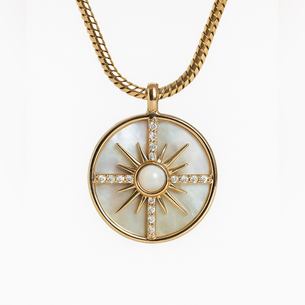 ⚜️ Camila Coelho Gold Radiant Necklace, Pendant, Zirconia | With Original Box
